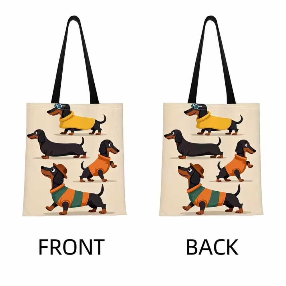 “Dachshunds in Sweaters” Polyester Tote Shopping Bag (BRAND-NEW & SO CUTE!) - Picture 3 of 7